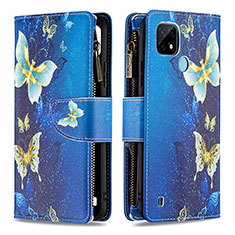 Funda de Cuero Cartera con Soporte Patron de Moda Carcasa B04F para Realme C21 Azul