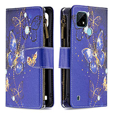 Funda de Cuero Cartera con Soporte Patron de Moda Carcasa B04F para Realme C21 Azul Real