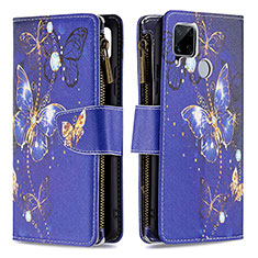 Funda de Cuero Cartera con Soporte Patron de Moda Carcasa B04F para Realme C25 Azul Real