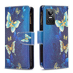 Funda de Cuero Cartera con Soporte Patron de Moda Carcasa B04F para Realme GT Neo3 5G Azul