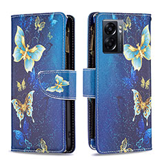 Funda de Cuero Cartera con Soporte Patron de Moda Carcasa B04F para Realme Q5i 5G Azul