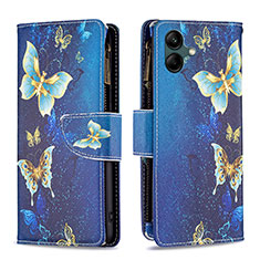 Funda de Cuero Cartera con Soporte Patron de Moda Carcasa B04F para Samsung Galaxy A04 4G Azul