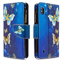 Funda de Cuero Cartera con Soporte Patron de Moda Carcasa B04F para Samsung Galaxy A10 Azul