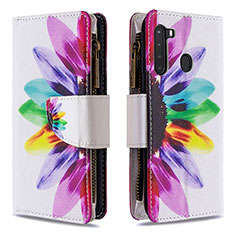 Funda de Cuero Cartera con Soporte Patron de Moda Carcasa B04F para Samsung Galaxy A21 Multicolor