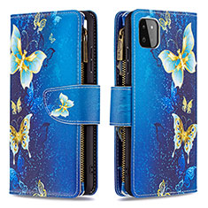 Funda de Cuero Cartera con Soporte Patron de Moda Carcasa B04F para Samsung Galaxy A22 5G Azul