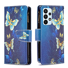 Funda de Cuero Cartera con Soporte Patron de Moda Carcasa B04F para Samsung Galaxy A23 4G Azul