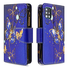 Funda de Cuero Cartera con Soporte Patron de Moda Carcasa B04F para Samsung Galaxy A51 4G Azul Real