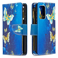 Funda de Cuero Cartera con Soporte Patron de Moda Carcasa B04F para Samsung Galaxy A52 4G Azul