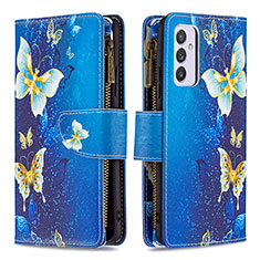 Funda de Cuero Cartera con Soporte Patron de Moda Carcasa B04F para Samsung Galaxy A54 5G Azul