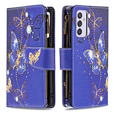 Funda de Cuero Cartera con Soporte Patron de Moda Carcasa B04F para Samsung Galaxy A54 5G Azul Real