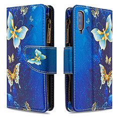 Funda de Cuero Cartera con Soporte Patron de Moda Carcasa B04F para Samsung Galaxy A70S Azul