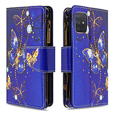 Funda de Cuero Cartera con Soporte Patron de Moda Carcasa B04F para Samsung Galaxy A71 5G Azul Real