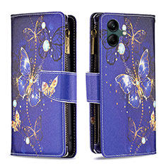 Funda de Cuero Cartera con Soporte Patron de Moda Carcasa B04F para Samsung Galaxy F04 Azul Real