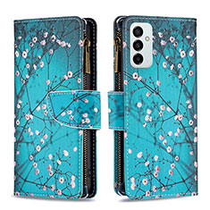 Funda de Cuero Cartera con Soporte Patron de Moda Carcasa B04F para Samsung Galaxy F23 5G Cian