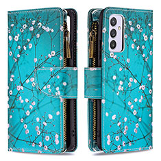 Funda de Cuero Cartera con Soporte Patron de Moda Carcasa B04F para Samsung Galaxy F54 5G Cian