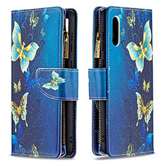 Funda de Cuero Cartera con Soporte Patron de Moda Carcasa B04F para Samsung Galaxy M02 Azul