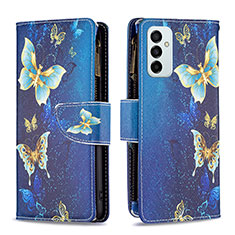 Funda de Cuero Cartera con Soporte Patron de Moda Carcasa B04F para Samsung Galaxy M23 5G Azul