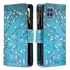 Funda de Cuero Cartera con Soporte Patron de Moda Carcasa B04F para Samsung Galaxy M32 4G Cian