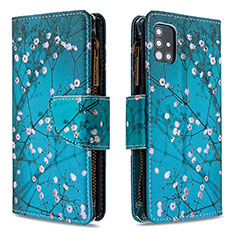 Funda de Cuero Cartera con Soporte Patron de Moda Carcasa B04F para Samsung Galaxy M40S Cian