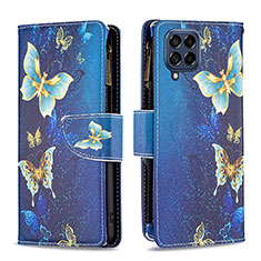 Funda de Cuero Cartera con Soporte Patron de Moda Carcasa B04F para Samsung Galaxy M53 5G Azul