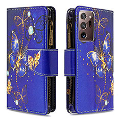 Funda de Cuero Cartera con Soporte Patron de Moda Carcasa B04F para Samsung Galaxy Note 20 Ultra 5G Azul Real