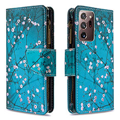 Funda de Cuero Cartera con Soporte Patron de Moda Carcasa B04F para Samsung Galaxy Note 20 Ultra 5G Cian