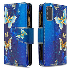 Funda de Cuero Cartera con Soporte Patron de Moda Carcasa B04F para Samsung Galaxy S20 5G Azul