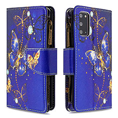 Funda de Cuero Cartera con Soporte Patron de Moda Carcasa B04F para Samsung Galaxy S20 5G Azul Real