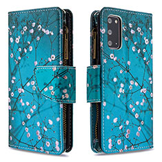 Funda de Cuero Cartera con Soporte Patron de Moda Carcasa B04F para Samsung Galaxy S20 5G Cian