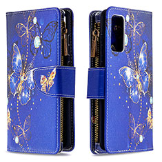 Funda de Cuero Cartera con Soporte Patron de Moda Carcasa B04F para Samsung Galaxy S20 FE (2022) 5G Azul Real