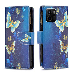 Funda de Cuero Cartera con Soporte Patron de Moda Carcasa B04F para Vivo iQOO U5x Azul