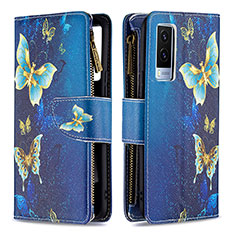 Funda de Cuero Cartera con Soporte Patron de Moda Carcasa B04F para Vivo V21e 5G Azul