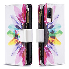 Funda de Cuero Cartera con Soporte Patron de Moda Carcasa B04F para Vivo V21s 5G Multicolor