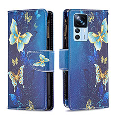 Funda de Cuero Cartera con Soporte Patron de Moda Carcasa B04F para Xiaomi Mi 12T 5G Azul