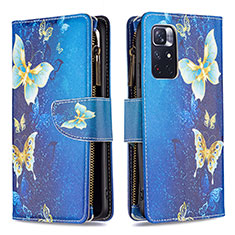 Funda de Cuero Cartera con Soporte Patron de Moda Carcasa B04F para Xiaomi Poco M4 Pro 5G Azul