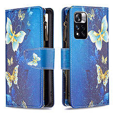 Funda de Cuero Cartera con Soporte Patron de Moda Carcasa B04F para Xiaomi Poco X4 NFC Azul