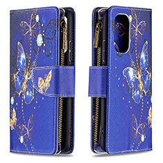 Funda de Cuero Cartera con Soporte Patron de Moda Carcasa B04F para Xiaomi Redmi K40 5G Azul Real