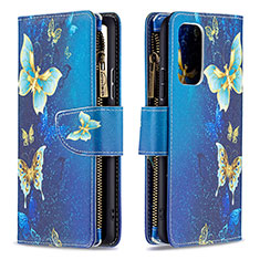 Funda de Cuero Cartera con Soporte Patron de Moda Carcasa B04F para Xiaomi Redmi Note 10 Pro 4G Azul