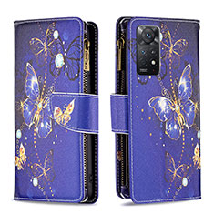 Funda de Cuero Cartera con Soporte Patron de Moda Carcasa B04F para Xiaomi Redmi Note 11 Pro 5G Azul Real