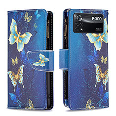 Funda de Cuero Cartera con Soporte Patron de Moda Carcasa B04F para Xiaomi Redmi Note 11E Pro 5G Azul