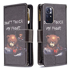 Funda de Cuero Cartera con Soporte Patron de Moda Carcasa B04F para Xiaomi Redmi Note 11T 5G Gris Oscuro