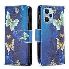 Funda de Cuero Cartera con Soporte Patron de Moda Carcasa B04F para Xiaomi Redmi Note 12 Turbo 5G Azul