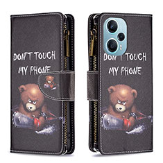 Funda de Cuero Cartera con Soporte Patron de Moda Carcasa B04F para Xiaomi Redmi Note 12 Turbo 5G Gris Oscuro