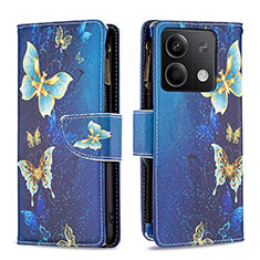 Funda de Cuero Cartera con Soporte Patron de Moda Carcasa B04F para Xiaomi Redmi Note 13 5G Azul