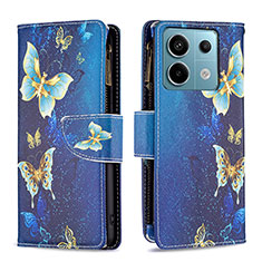 Funda de Cuero Cartera con Soporte Patron de Moda Carcasa B04F para Xiaomi Redmi Note 13 Pro 5G Azul