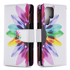 Funda de Cuero Cartera con Soporte Patron de Moda Carcasa B05F para Samsung Galaxy S22 Ultra 5G Vistoso