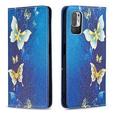 Funda de Cuero Cartera con Soporte Patron de Moda Carcasa B05F para Xiaomi POCO M3 Pro 5G Azul