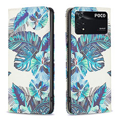 Funda de Cuero Cartera con Soporte Patron de Moda Carcasa B05F para Xiaomi Poco M4 Pro 4G Azul