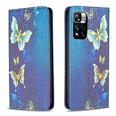 Funda de Cuero Cartera con Soporte Patron de Moda Carcasa B05F para Xiaomi Poco X4 NFC Azul