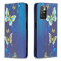 Funda de Cuero Cartera con Soporte Patron de Moda Carcasa B05F para Xiaomi Redmi 10 (2022) Azul